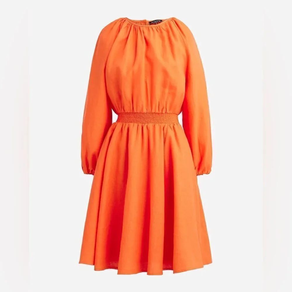 J Crew Palermo Linen Smock Waist Dress NWT